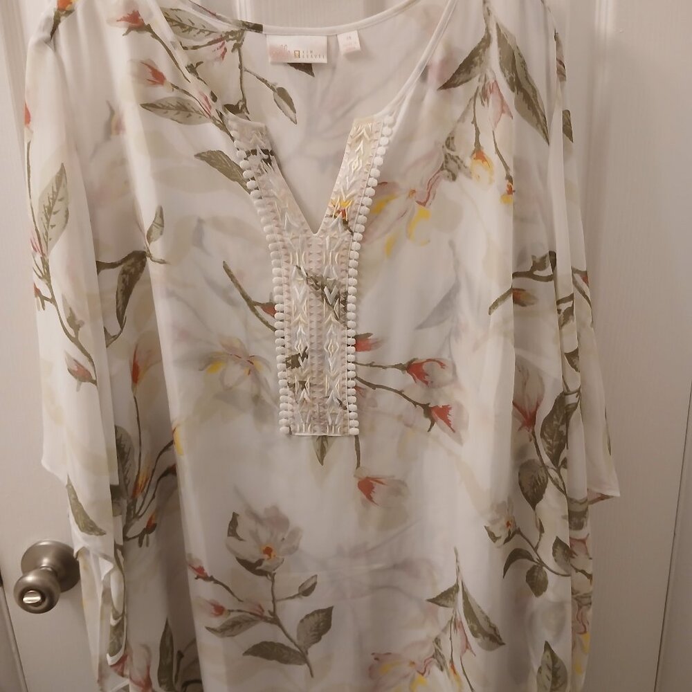 Belle by Kim Gravel Magnolia Print Blouse Tank Set
